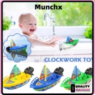 MUNCHX Shower Bath Toy, Motorboat Ship Wind-Up Toy, Mini Clockwork Floating Water Toy for Kids, Spee