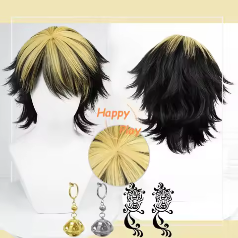 High Quality Hanemiya Kazutora Cosplay Wig Short Black Golden Heat Resistant Synthetic Hair With Cos