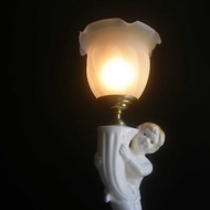【老時光 OLD-TIME】早期二手歐美風格陶瓷天使玻璃桌燈