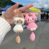 GANTUNGAN AMIGURUMI CAT Keychain | Knitted cat tail keychain | Cat Hook | Crochet cat keychain