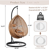 [beigz] Hanging Egg Swing Chair with Stand with Cushions Swinging Chair for Bedroom Outdoor Patio (Y