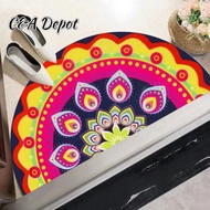 40*80cm Semicircle Floor Mat cny 2024 Chinese New Year Decoration Peacock Carpet 3D carpet velvet Entrance Door Mat Carpet For Living Room Water Absorbent Anti-slip deepavali home decoration items Deepavali Decorations地毯地垫