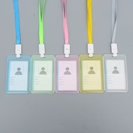 WYNSTUFF Plain Lanyard ID Card Holder Transparent Pastel With Strap Work School Event Portrait and L