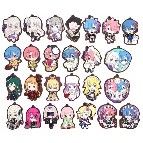 Re:Zero kara Hajimeru Isekai Seikatsu Anime Emilia Rem Ram Subaru REzero Rubber Keychain Toys Gift