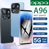 โทรศัพท์มือถือ OPPQ A96 เครื่องใหม่ 7.5 inch Smartphone Fullscreen HD 5G Dual Sim RAM16GB + ROM512GB ถ่ายภาพ ชาร์จไว ชมภาพยนต์เกม รองรับลายนิ้วมือ มือถือราคาถูกๆ แม่งาม โทรศัพท์มือถือ เกมมือถือ โทรศัพท์สำห รับเล่นเกม โทรศัพท์ราคาถูก