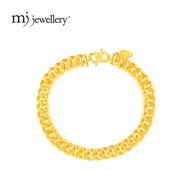 MJ Jewellery 916/22K Gold Hollow Machine Curb Bracelet T020 / Emas 916 Rantai Tangan Mesin Kosong