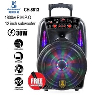 Avcrowns CH-8613 12inch Bluetooth Trolley Speaker 1800W With Mic