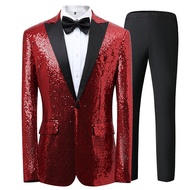 Performance Dress Golden Sequin Suit Korean Style Suit Nightclub Men's Suit Host Emcee Studio Grooms