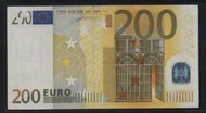 【低價外鈔】歐盟2002年200歐元第一版 紙鈔一枚(S義大利版)，珍罕！(使用過品相)