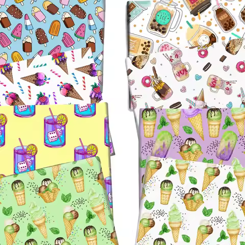 50*145cm Ice Cream Milk Tea Ice Tea Polyester Pure Cotton Patchwork Sewing Tool Quilting Fabrics Qui