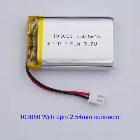 3.7V 1500mAh 5.55Wh Li-Polymer Rechargeable Li Lithium Li Battery 103050 JST 2Pin 2.54mm For GPS Car