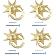 Uenhoy 4 Keping Tombol Kabinet Bintang Oktagonal, Tombol Bintang Emas Hiasan untuk Laci Kabinet, Alm