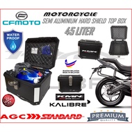 CFMOTO SEMI ALUMINIUM WATERPPROOF TOP BOX 45LITER MOTORCYCLE HARD SHIELD TOP CASE KMN KALIBRE HIGH Q