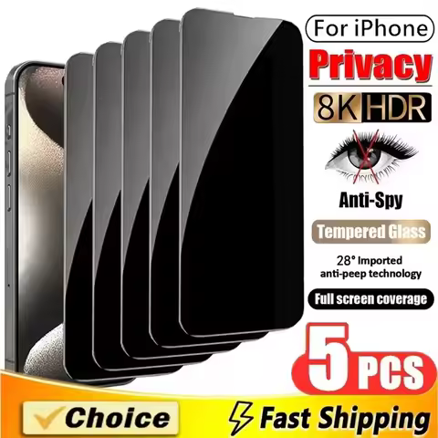 5PCS Anti-Spy Glass For iPhone 16 15 14 13 12 11 17 Pro Max Privacy Screen Protectors For iPhone X X