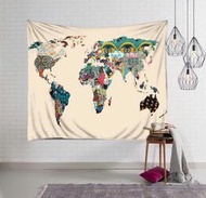 北歐美ins世界地圖墻面背景掛毯裝飾畫布壁飾墻毯桌蓋布藝術掛布【吉星家居】