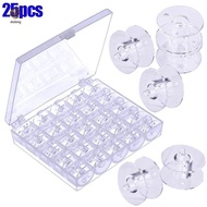 25Pcs Empty Bobbins Sewing Machine Spools Clear Plastic with Case Storage Box for Brother Janome Sin