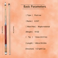 Popular Fury 13mm 57.48inches Pool High Quality American Maple Shaft 1/2 Split Stick Professional Bi
