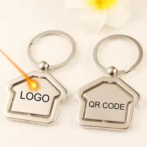 5pcs Custom House KeyChain Engraved Logo And QR code Personalized Anniversary Gifts Keyring For Wife
