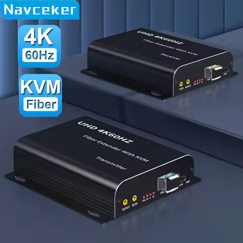 Navceker 4K 60Hz HDMI KVM Fiber Optic Extender Converter 1080P 120Hz 20Km HDMI Optical USB KVM Exten