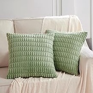 Fancy Homi 2 Packs Sage Green 26x26 Pillow Covers, Euro Pillow Covers with Stripe Pattern, Big Throw