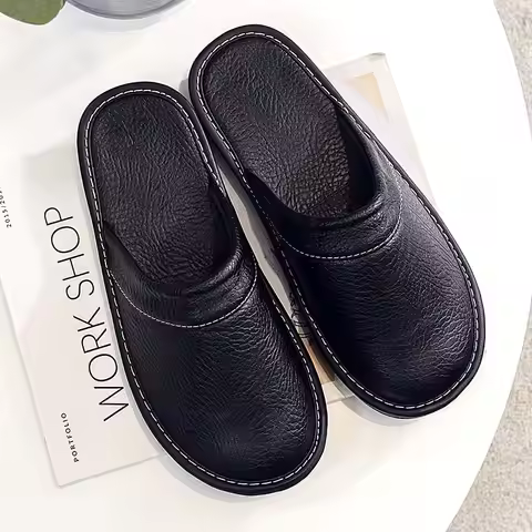 Plus Size 47 48 Men's Autumn Home Shoes Unisex Leather Slippers Comfort Indoor Slippers Men Indoor S