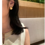 Plain Gold Earrings, Copper Nut Shape, Gold Plated