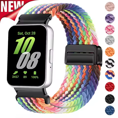 Nylon Braided Strap for Samsung Galaxy Fit 3 Magnetic Band Replacement Watchband for Samsung Galaxy 