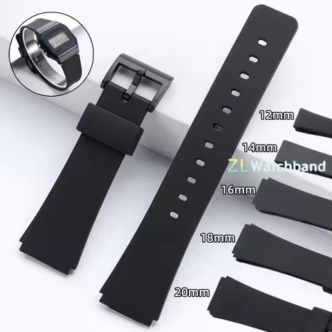 12/14/16/18/20mm Soft Resin Strap for Casio F-91W AQ230 F108 AE1200 SGW400 Waterproof Watch Band Stu