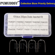 10 Values 200PCS Rectifier Diodes KIT 1N4001 1N4002 1N4003 1N4004 1N4005 1N4006 1N4007 1N5817 1N5818