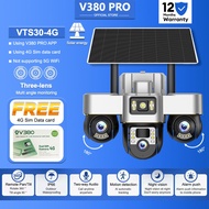 V380 Pro Solar Wireless IP66 Outdoor waterproofing VTS30 Three lens Wifi CCTV Camera Built-in Batter