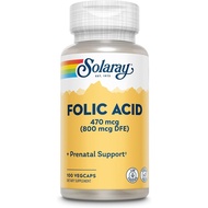 SOLARAY Folic Acid - Vitamin B9 Folic Acid Supplement, Prenatal Vitamin - Blood Cell Development Sup