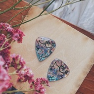 【客製化禮物】淡紫藍漸變情侶地圖距離繪製結他撥片PICK