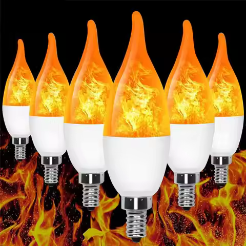 LED Fire Light E14 E27 B22 Candle Lamp 5W 4 Modes Lighting LED Flame Flickering Bulb Living Room Xma