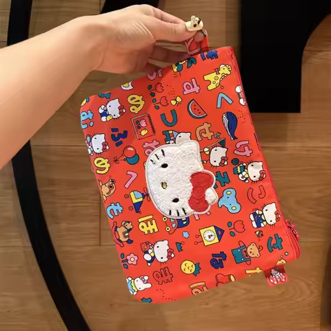 Japanese hello kitty cute makeup bag multi-functional certificate ticket storage bag large capacity 