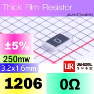 0Ω 1206 ±5% SMD Thick Resistor 0R 0 1206W4J0000T5E UNI-ROYAL
