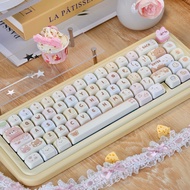 Cream Cupcake PBT Keycaps - MOA Height, Cute Dye-Sublimation Full Set for Wooting 60/EZ68/ZuLu A75/9