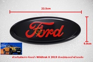 ป้ายโลโก้ติดกระจังหน้า FORD RANGER WILDTRAK 2019 ดำแดงขนาด 22.5x9.0cm ติดตั้งด้วยเทปกาวสองหน้า