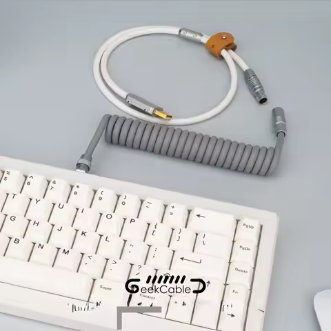 GeekBable handmade custom keyboard CyberBoard data spiral rear aviation plug super elastic rubber