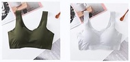 2 ice silk bra seamless female soft thin underwear sleep vest chest underwear and sleeping clothes bra (Bands Size : Large, Color : A4E0M)