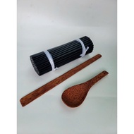 Combo of 50 Pairs of Premium Black Ebony Chopsticks with 1 Rice Spoon, Coconut Wood Chopsticks, Guar