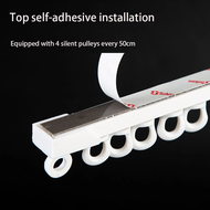 【ADDA】 Non Perforated Curtain Track Self-adhesive Living Room Bathroom Door Curtain Silent Pulley Tr