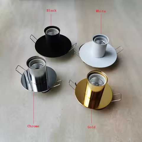 2PCS/lot E27 Ceramic Lamp Base Holder with Embedded Metal Mounted Disc Cover 80/100mm E27 Lamp Socke