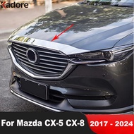 Front Hood Engine Decorative Cover Trim For Mazda CX5 CX-5 CX-8 CX8 2017-2023 2024 Chrome Front Bonn