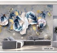 PROMO WALLPAPER MURAH - WALLPAPER CUSTOM 3D MOTIF BUNGA BESAR - wallpaper bunga mawar 3d
