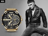 (Real Photo)Original Diesel Mr. Daddy 2.0 Gold (Black Dial )Mens Chronographs Stainless Steel Watch