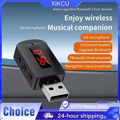 Bluetooth 5.4 Car FM Transmitter Receive Mini USB Handsfree Car Kit Wireless Fm Radio Auto Car Acces