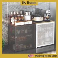 {READY STOCK} JK HOME Breathable Metal Kitchen Rack with Door Cupboard Wooden Storage Cabinet Table Top Microwave