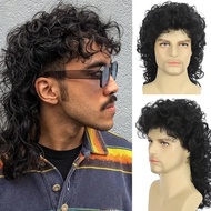 STOK MALAYSIA RAMBUT AFRO Men's Retro Mullet Wig Rock Style Halloween & Party Cosplay Rambut Palsu L