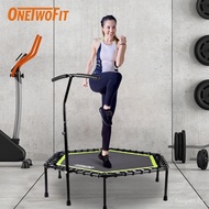 【In stock】OneTwoFit 1.36M Silent Trampoline with Adjustable Handle Bar Fitness Trampoline Gym Home C2TF