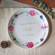 客製化禮物-愛的宣言玫瑰花圈8吋骨瓷紀念盤